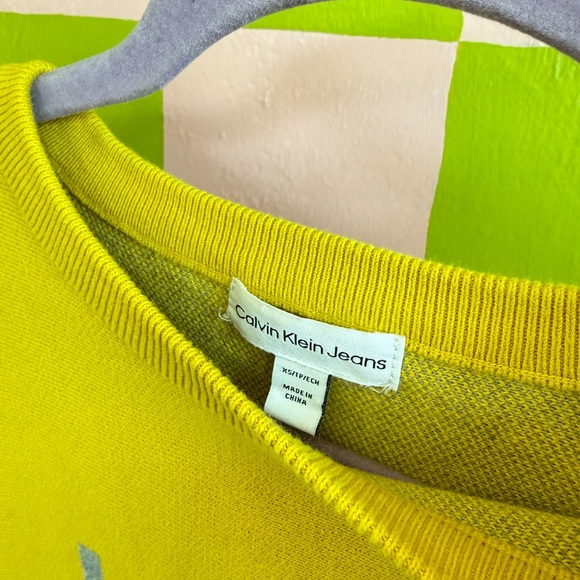 Calvin Klein Vibrant Yellow Crew Neck Sweater - Picture 3 of 5